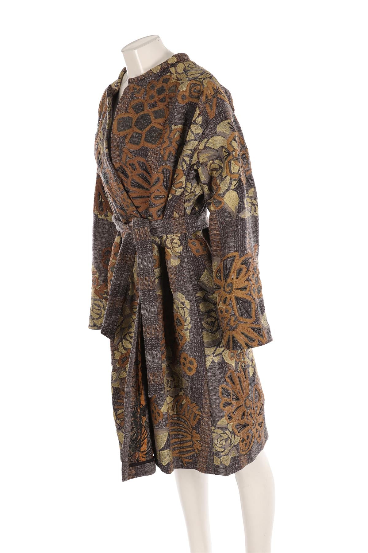 DRIES VAN NOTEN GREEN WOOL COAT LARGE