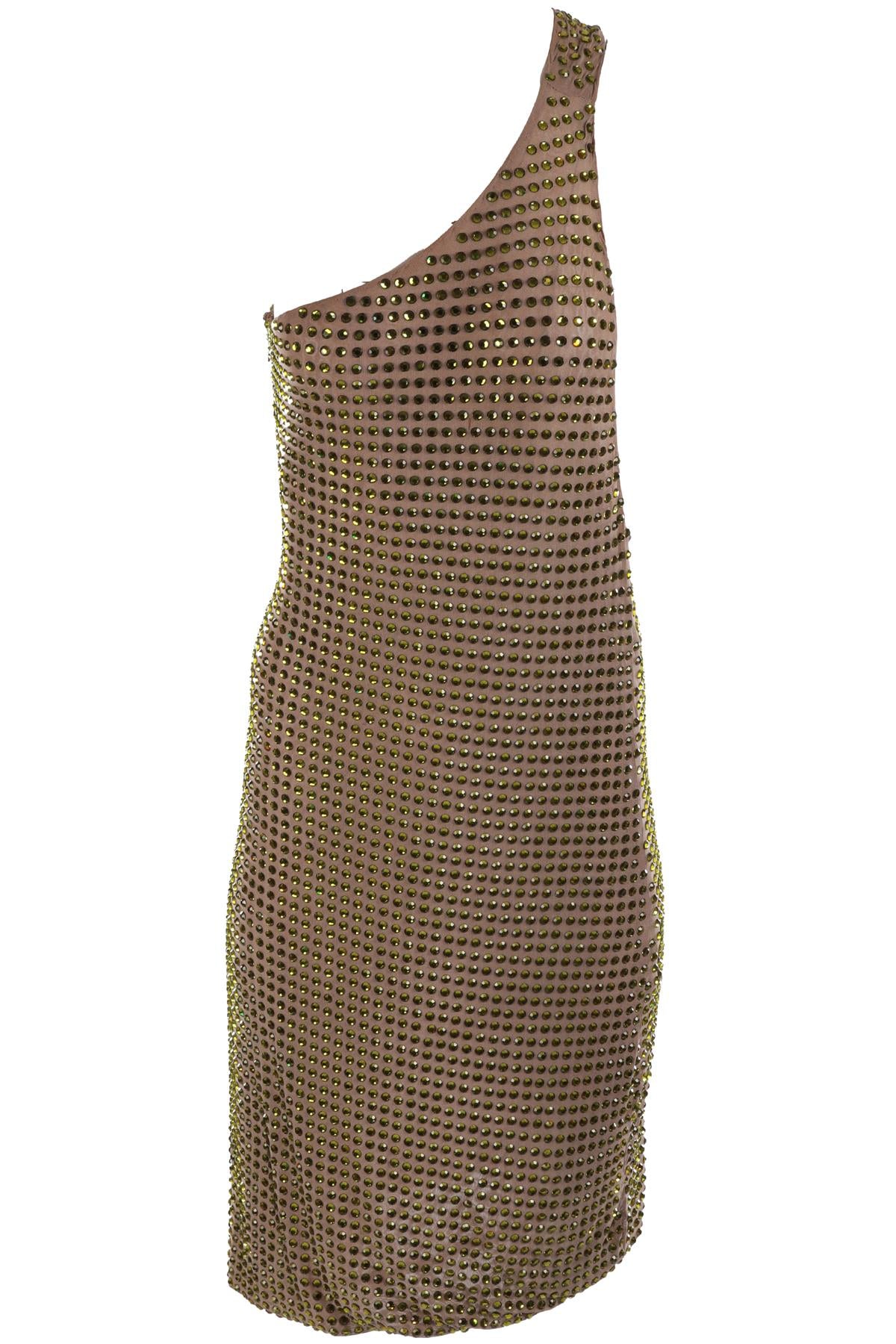 GUCCI GREEN 2000 CRYSTAL AND MESH DRESS SMALL