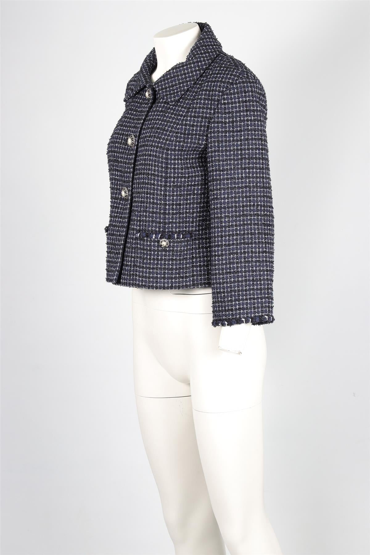 CHANEL NAVY 2010 WOOL JACKET FR 40 UK 12