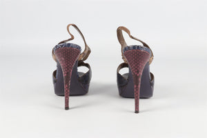 YVES SAINT LAURENT MULTI SNAKESKIN PLATFORM SANDALS EU 38 UK 5 US 8