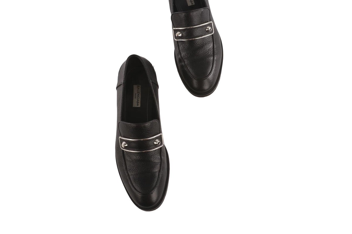 BALENCIAGA BLACK LEATHER LOAFERS EU 39 UK 6 US 9