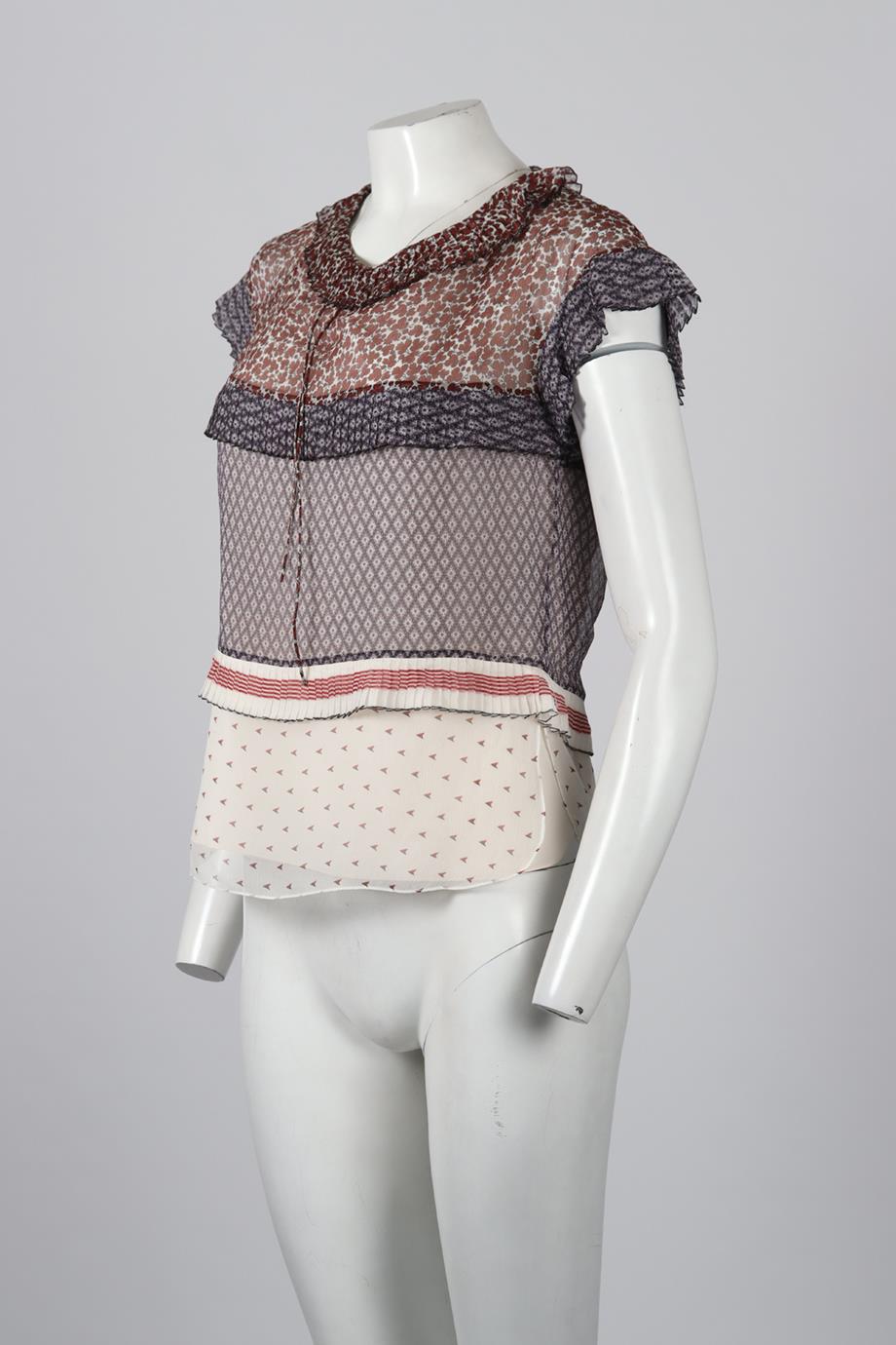CHLOÉ PRINTED SILK TOP FR 36 UK 8