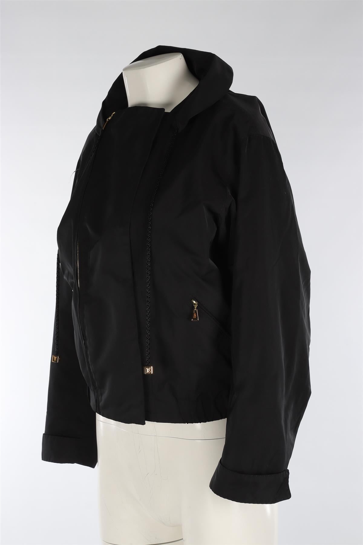 LOUIS VUITTON BLACK SILK BOMBER JACKET FR 36 UK 8
