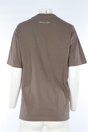 SPORTY & RICH BROWN COTTON T-SHIRT MEDIUM