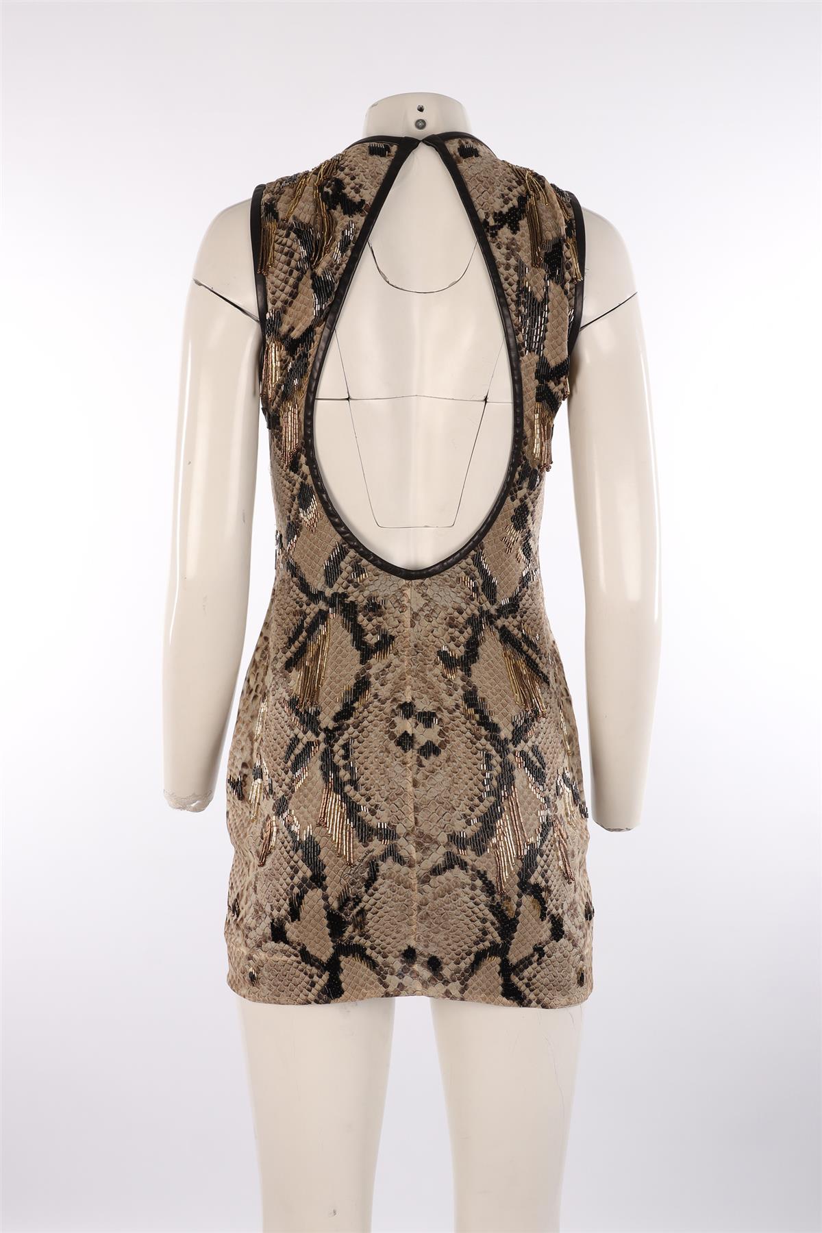 ROBERTO CAVALLI BEIGE SILK MINI DRESS IT 38 UK 6