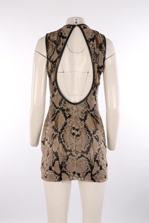 ROBERTO CAVALLI BEIGE SILK MINI DRESS IT 38 UK 6
