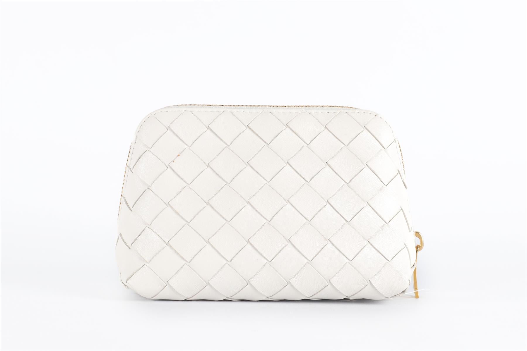 BOTTEGA VENETA WHITE INTRECCIATO LEATHER POUCH