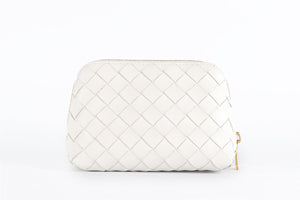 BOTTEGA VENETA WHITE INTRECCIATO LEATHER POUCH