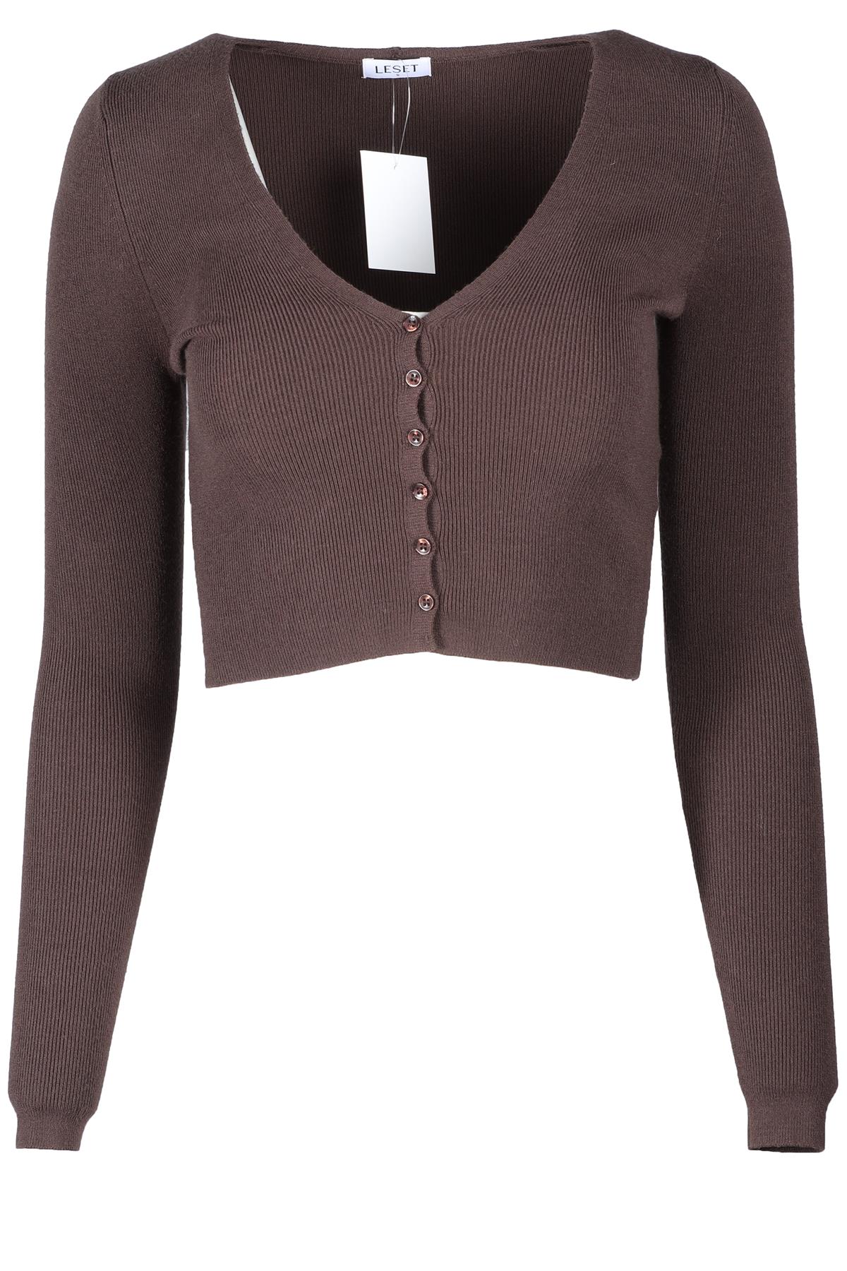 LESET BROWN KNIT CARDIGAN SMALL