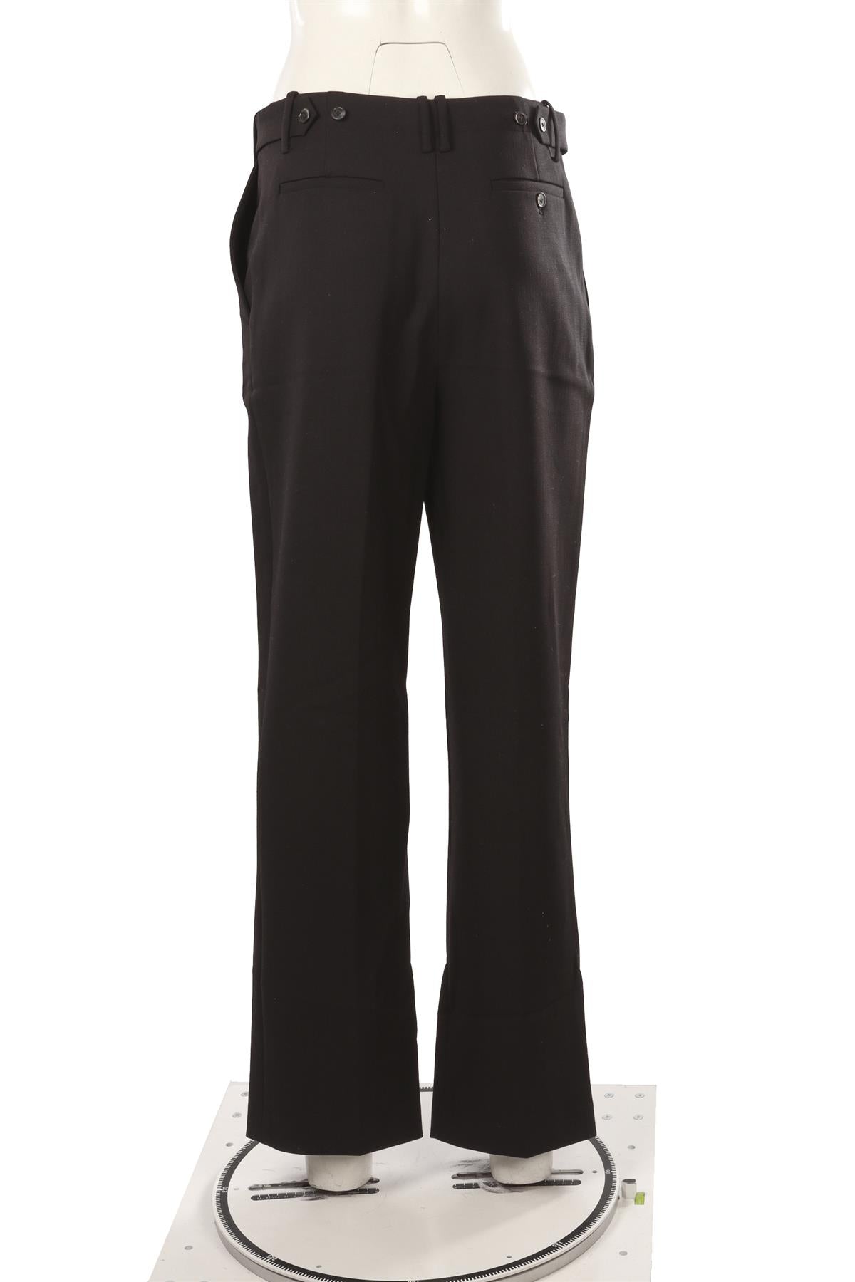 BLACK WOOL STRAIGHT LEG PANTS