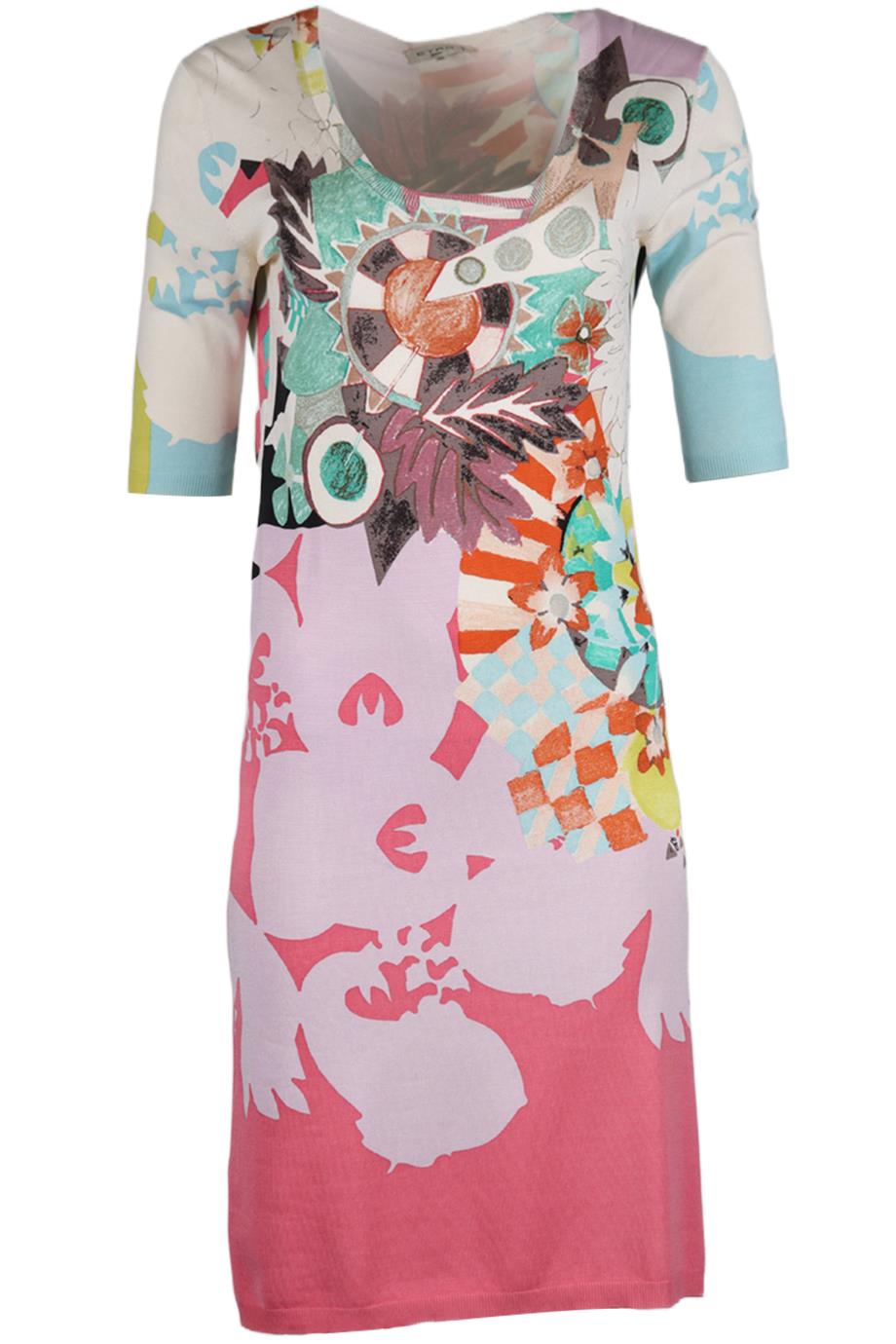 ETRO PRINTED SILK AND CASHMERE BLEND DRESS IT 44 UK 12