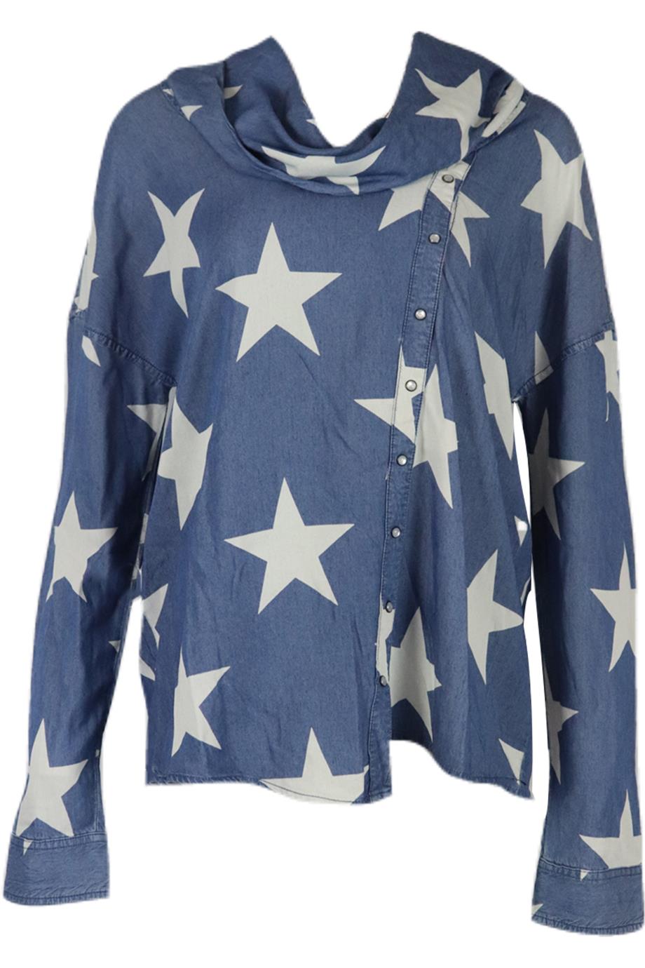 ONE BY ONE TEASPOON PRINTED COTTON CHAMBRAY SHIRT SMALL