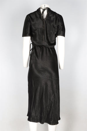 ACNE STUDIOS BLACK SATIN MIDI DRESS UK 8