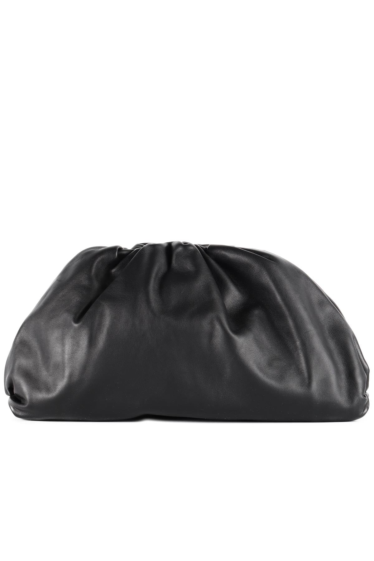 BOTTEGA VENETA BLACK THE POUCH LARGE LEATHER CLUTCH