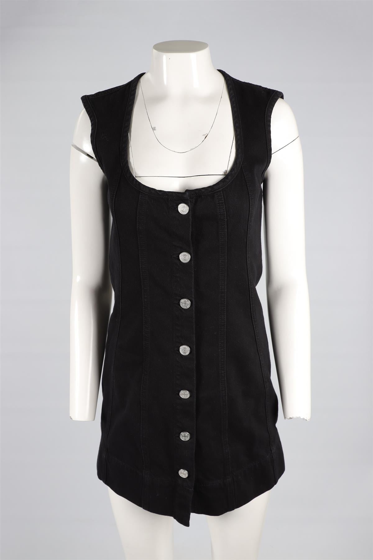 FRAME BLACK DENIM MINI DRESS US 2 UK 6