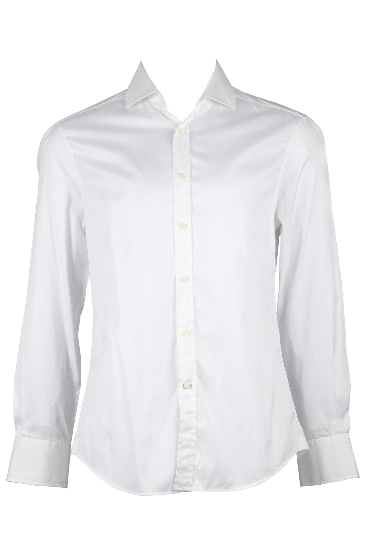 BRUNELLO CUCINELLI WHITE MEN'S COTTON SHIRT MEDIUM