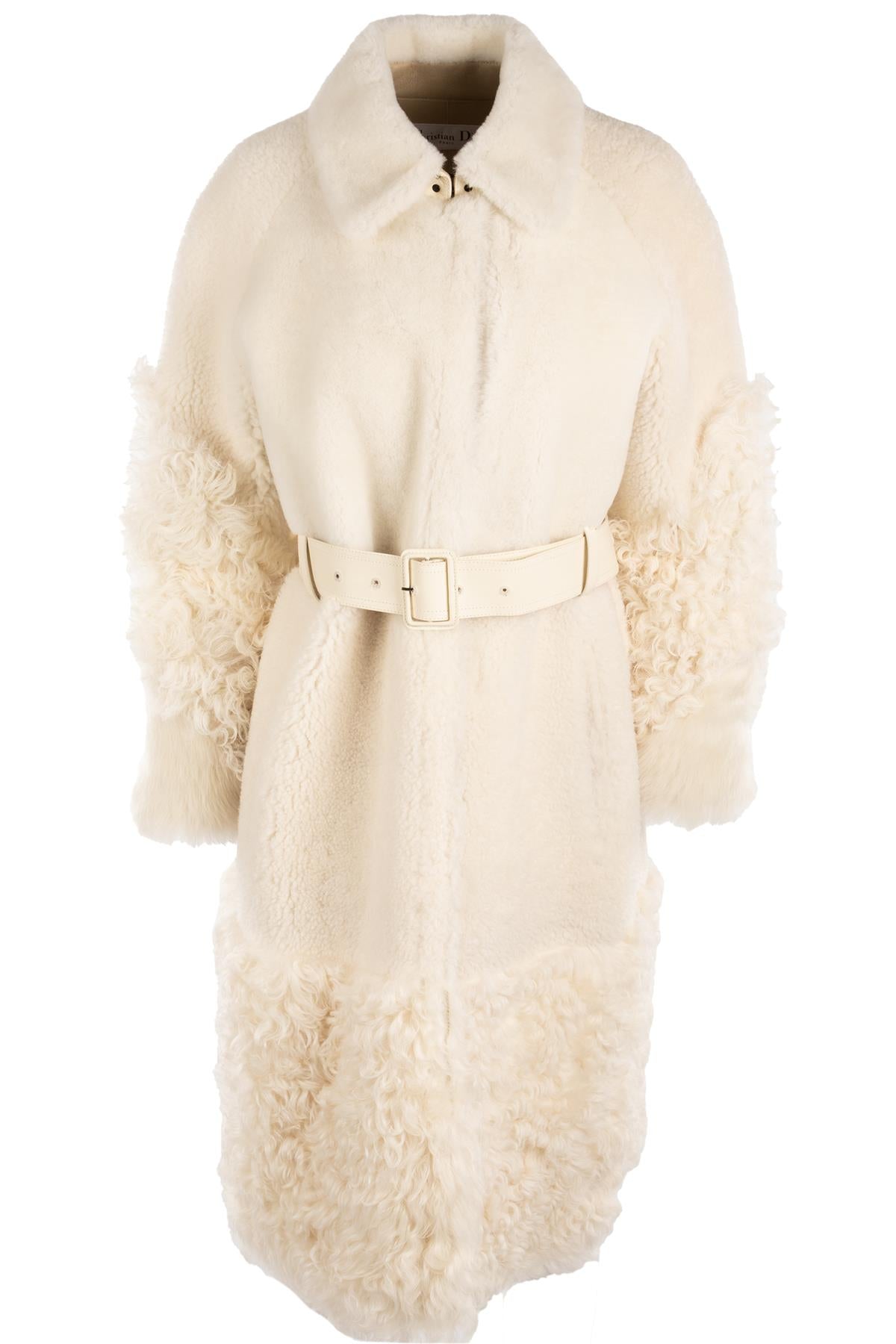 CHRISTIAN DIOR WHITE SHEARLING COAT FR 42 UK 14