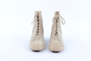 CHRISTIAN DIOR BEIGE NAUGHTILY-D SUEDE ANKLE BOOTS EU 38 UK 5 US 8