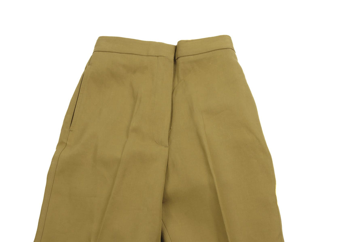 RAEY GREEN COTTON STRAIGHT LEG PANTS UK 6