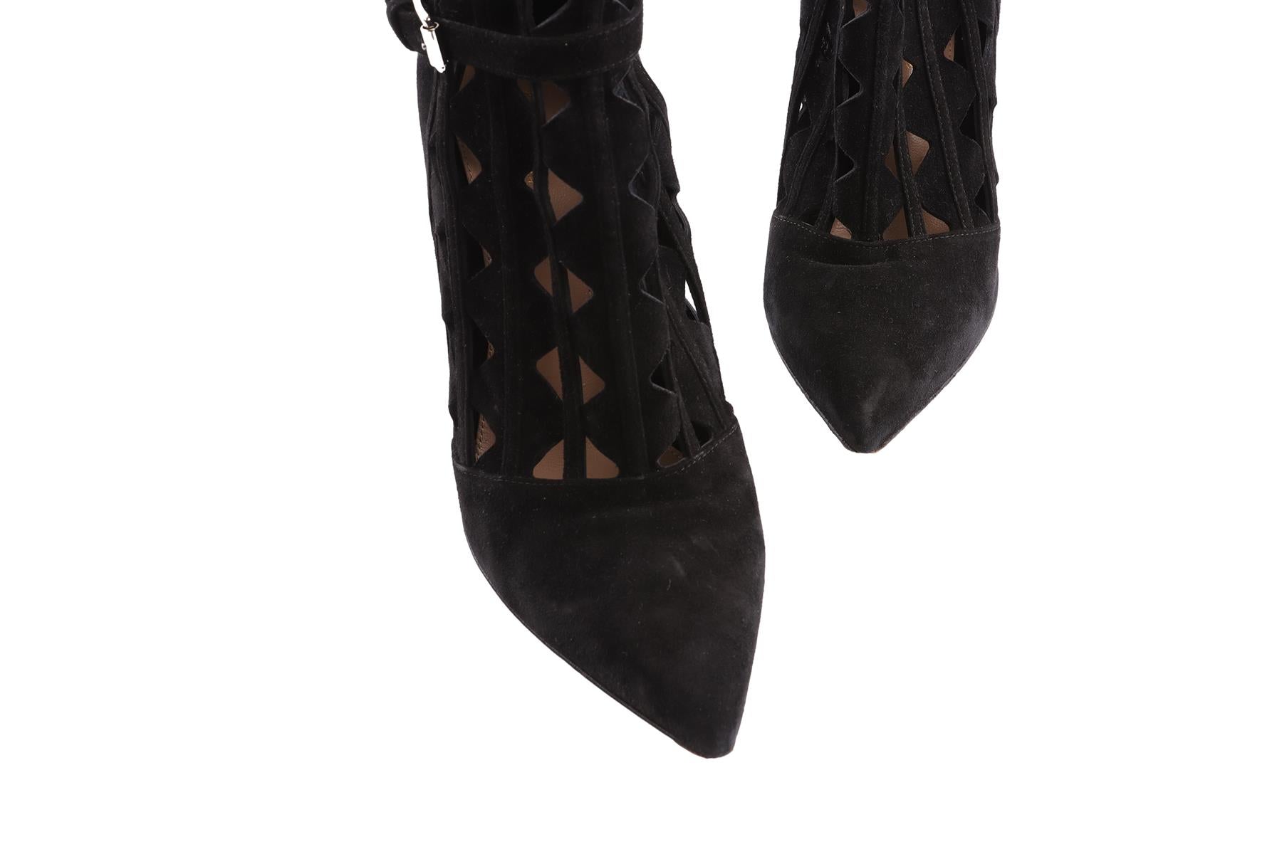 GIANVITO ROSSI BLACK SUEDE ANKLE BOOTS EU 38