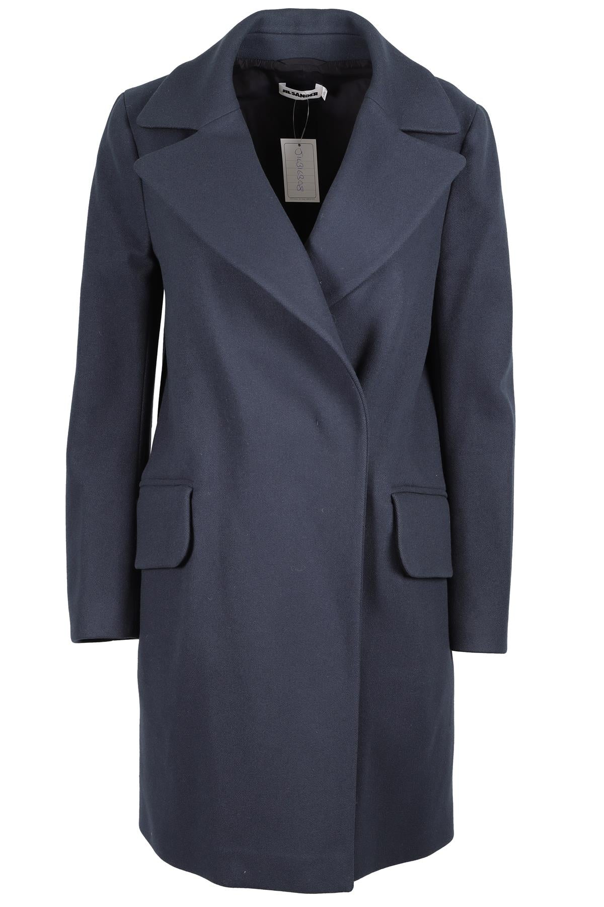 JIL SANDER BLUE WOOL COAT FR 36 UK 8