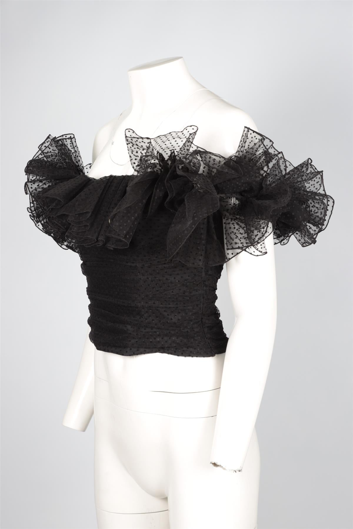 ALEXANDRE VAUTHIER BLACK TULLE TOP FR 36 UK 8