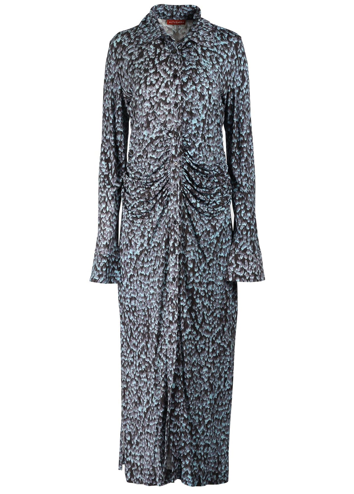 ALTUZARRA BLUE KNIT MIDI DRESS LARGE