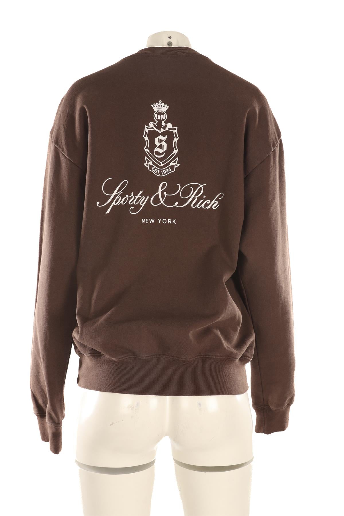 SPORTY & RICH BROWN COTTON SWEATSHIRT SMALL