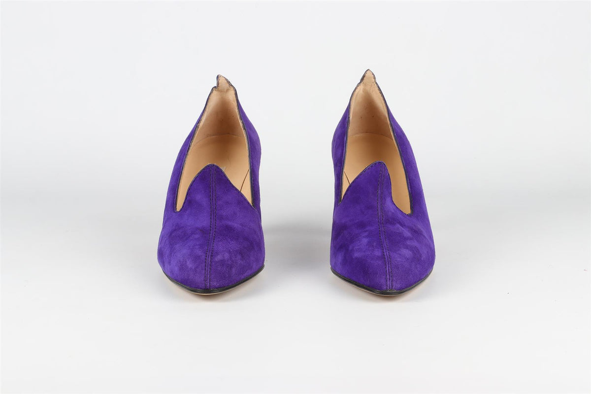 MANOLO BLAHNIK PURPLE VINTAGE SUEDE PUMPS EU 38 UK 5 US 8
