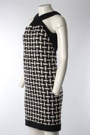 CHANEL BLACK 2009 COTTON MIDI DRESS FR 36 UK 8