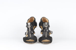 JIMMY CHOO BLACK SUEDE SANDALS EU 40 UK 7 US 10