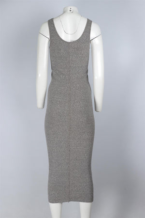ENZA COSTA GREY KNIT MAXI DRESS MEDIUM