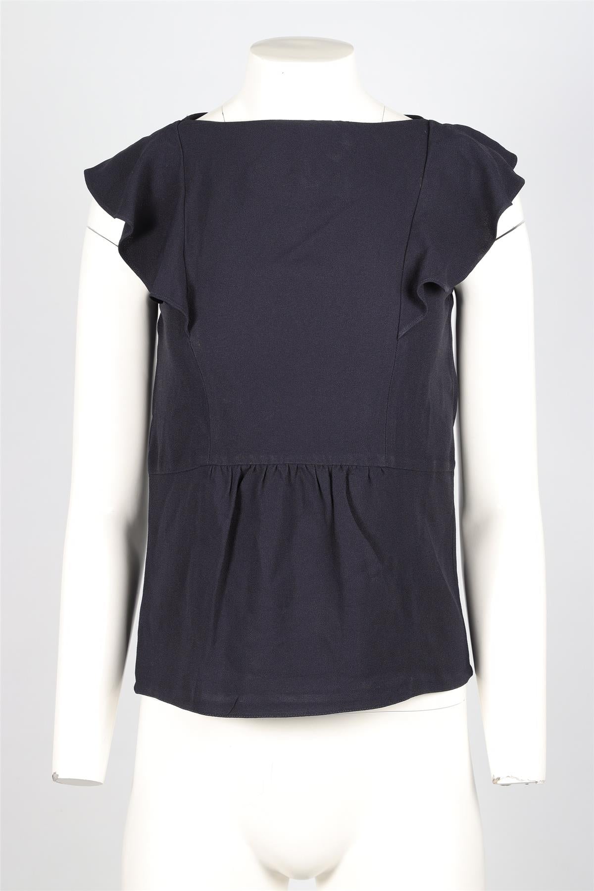 PRADA BLUE CREPE TOP IT 40 UK 8