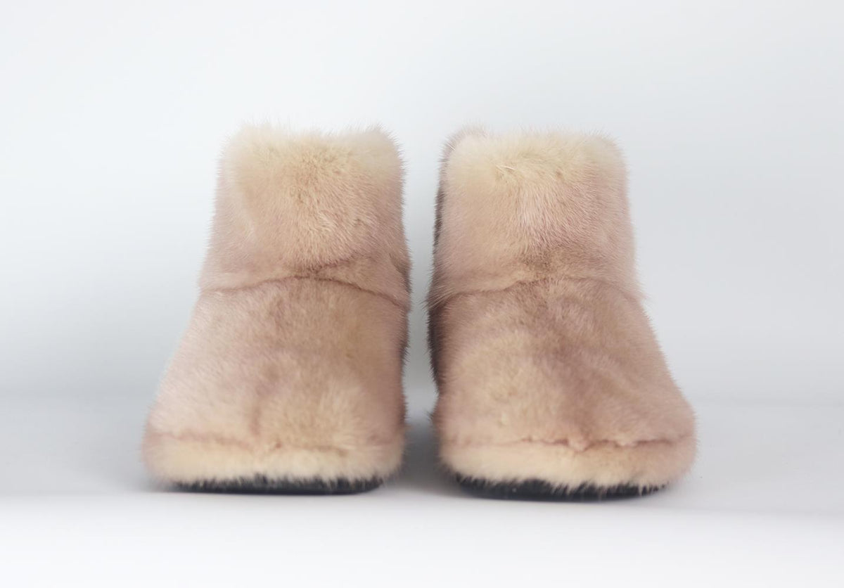 VIZALI SHEARLING LINED MINK FUR ANKLE BOOTS EU 39 UK 6 US 9