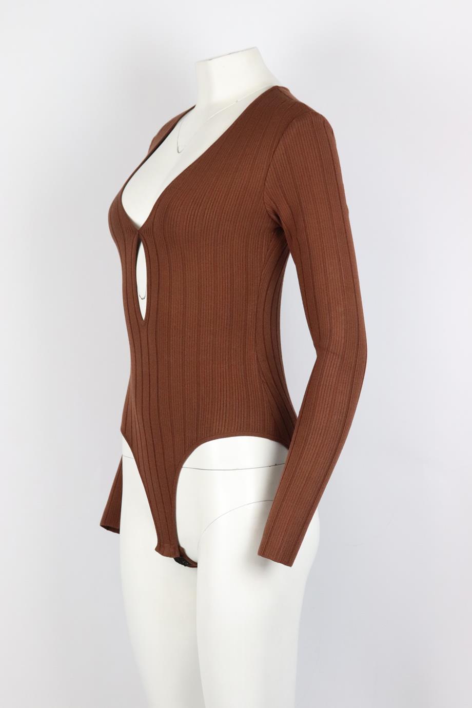 ZEYNEP ARCAY CUTOUT RIBBED STRETCH KNIT BODYSUIT US 4 UK 8
