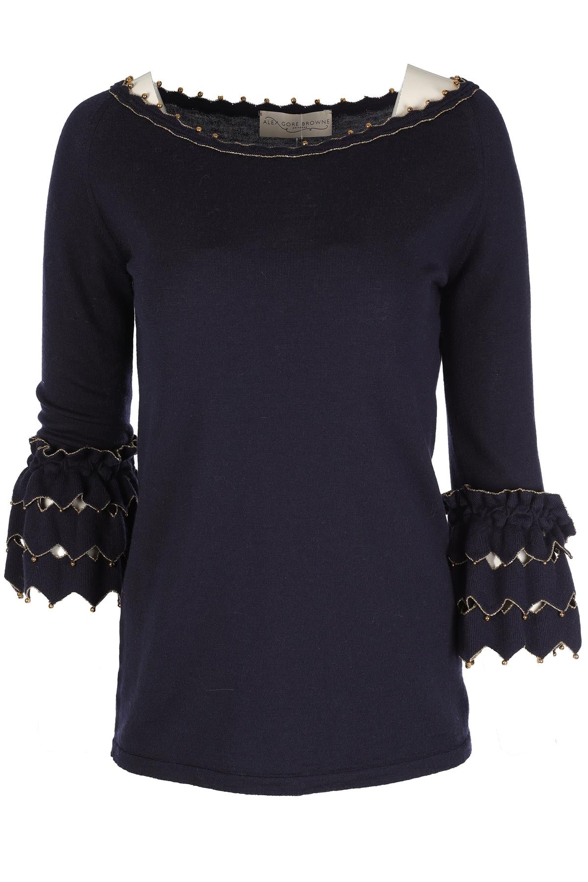 ALEX GORE BROWNE NAVY WOOL SWEATER MEDIUM