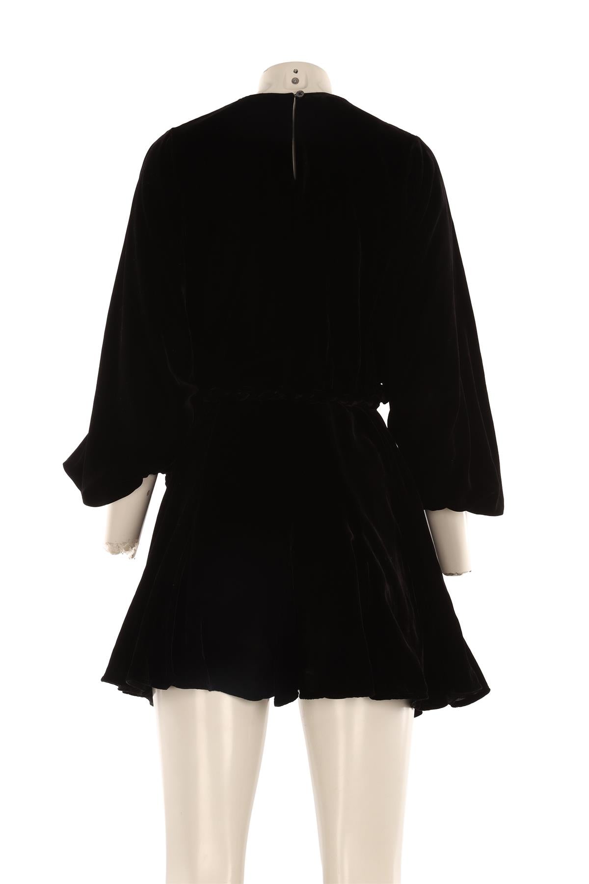 RHODE BLACK VELVET MINI DRESS SMALL