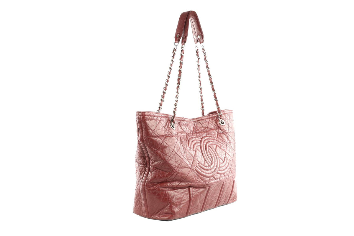 CHANEL BURGUNDY 2009-2010 MOSCOW LEATHER TOTE BAG