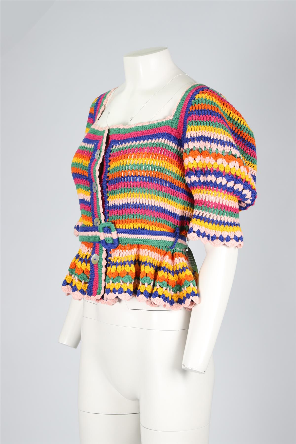 FARM RIO MULTICOLOUR CROCHET TOP MEDIUM