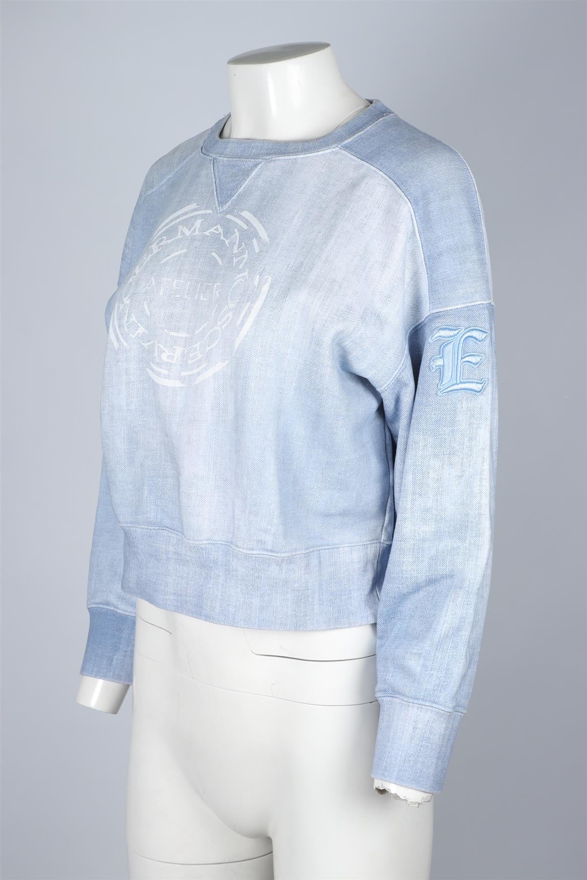 ERMANNO SCERVINO BLUE COTTON SWEATSHIRT SMALL