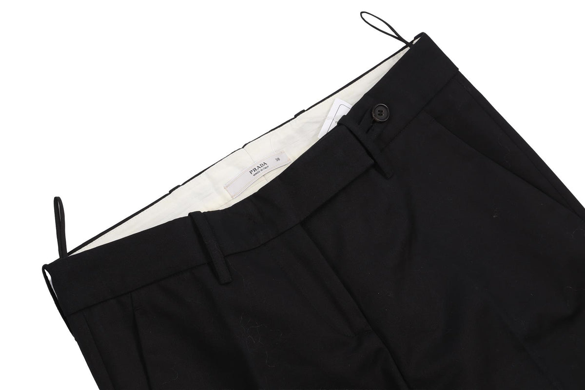 PRADA BLACK COTTON WIDE LEG PANTS IT 38 UK 6