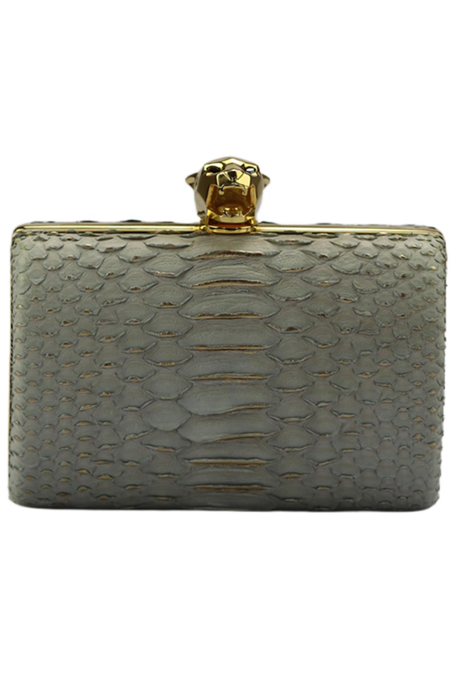 STARK PYTHON AND GOLD TONE CLUTCH