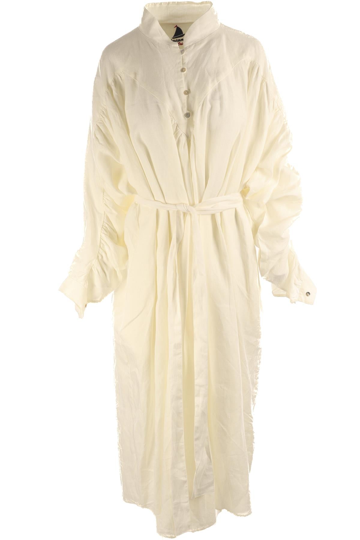 LES VACANCES D’IRINA IVORY LINEN MAXI DRESS XSMALL