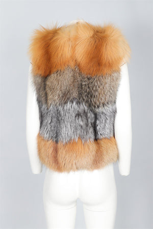 MICHAEL MICHAEL KORS TAN FOX FUR GILET SMALL