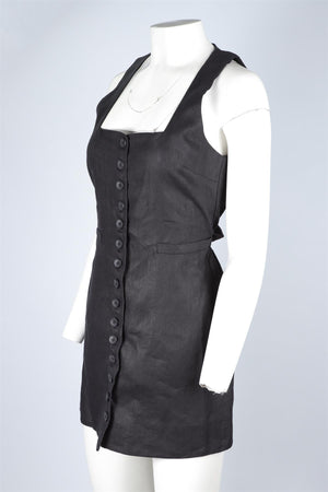 FAITHFUL THE BRAND BLACK LINEN DRESS UK 8