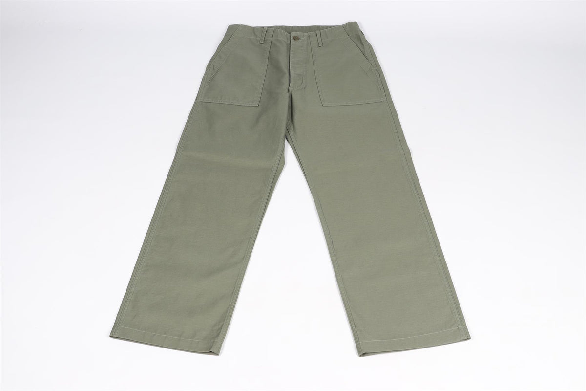 RE/DONE GREEN MEN'S COTTON STRAIGHT LEG PANTS W31