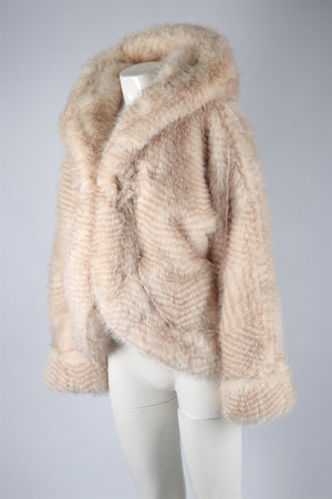 ARAKII BEIGE FAUX FUR JACKET SMALL