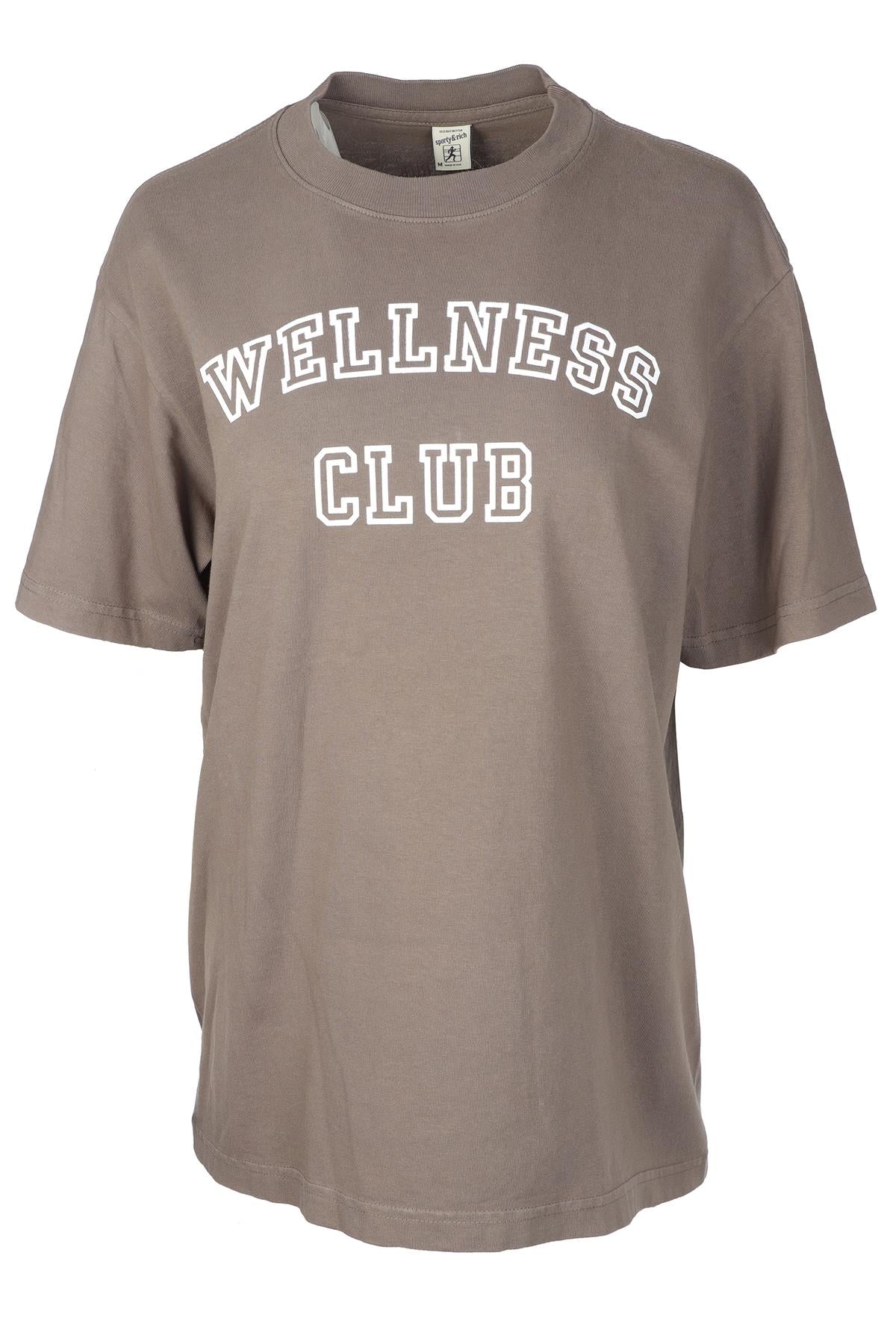 SPORTY & RICH BROWN COTTON T-SHIRT MEDIUM