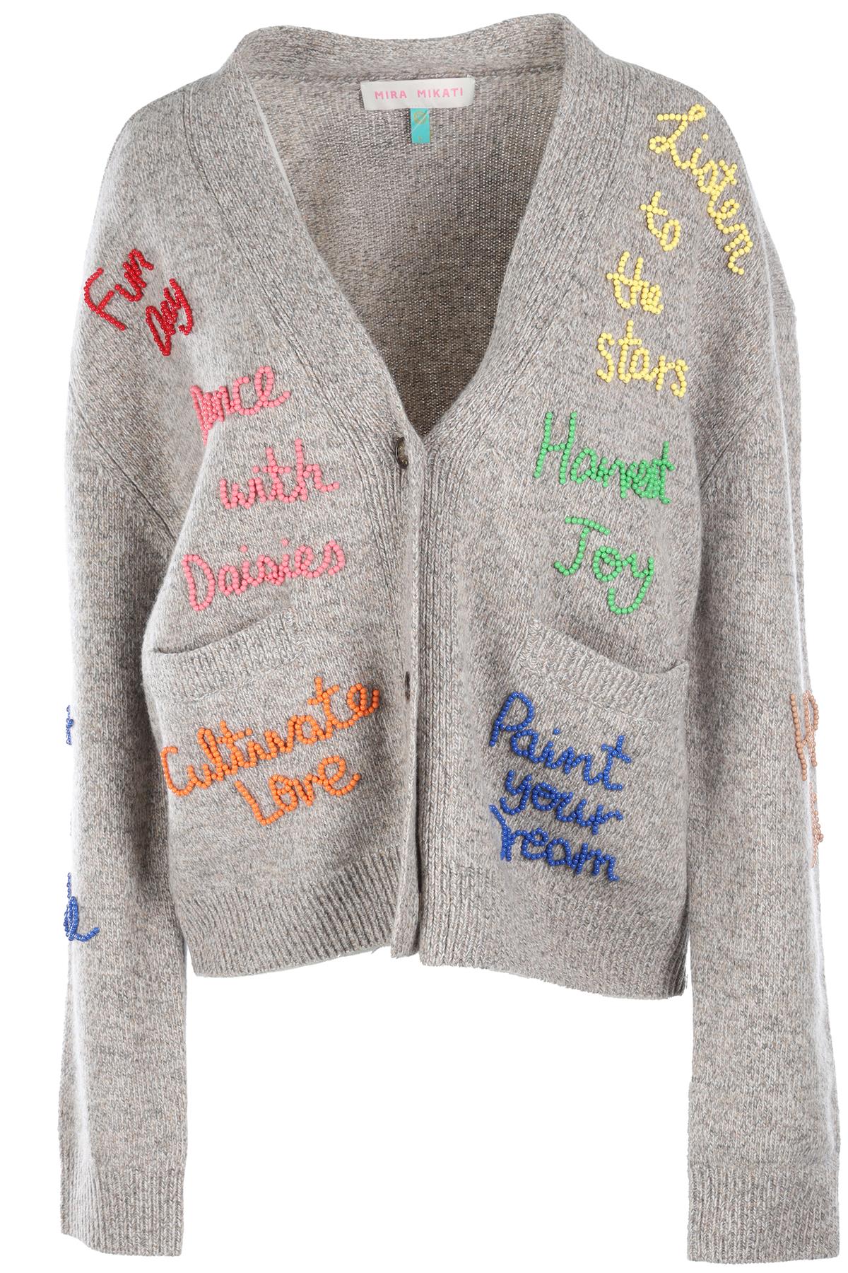 MIRA MIKATI BROWN WOOL CARDIGAN LARGE