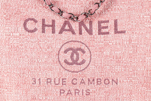 CHANEL PINK 2018 DEAUVILLE MEDIUM TWEED TOTE BAG